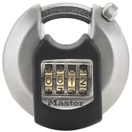 Master Lock Cadenas à disque acier inoxydable 70mm, combinaison programmable 4 chiffres M40EURDNUM, résistance carbure de tungstène Tough-Cut