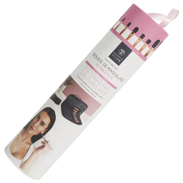 Cosmetic Club Estuche 15 Brochas Maquillaje avec housse enroulable