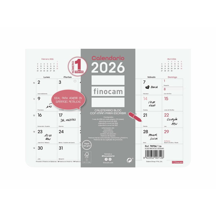 calendrier mural Finocam Multicouleur Papier 21 x 15 cm calendrier mural Finocam Multicouleur Papier 21 x 15 cm