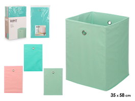 KIPIT Lot de 12 caisses pliables organisatrices 35x35x58cm - Assortiment Rose, Turquoise et Vert