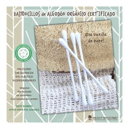 LARELLE Bâtonnets de coton biologique et tige en papier, 200 unités