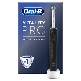 Oral-B Vitality Pro - Brosse à dents électrique noire avec 3 modes de brossage, minuteur intégré et tête ronde - Nettoyage efficace pour gencives