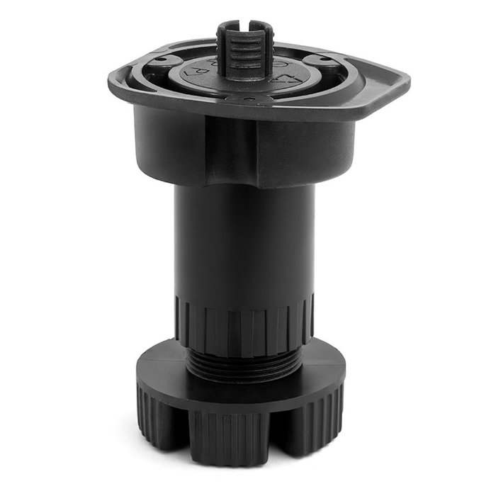 HERRAJES ALK Pata de cuisine Larry réglable - Pied ajustable pour meubles de cuisine avec ou sans téton - Hauteur 95-130 mm - Finition noir