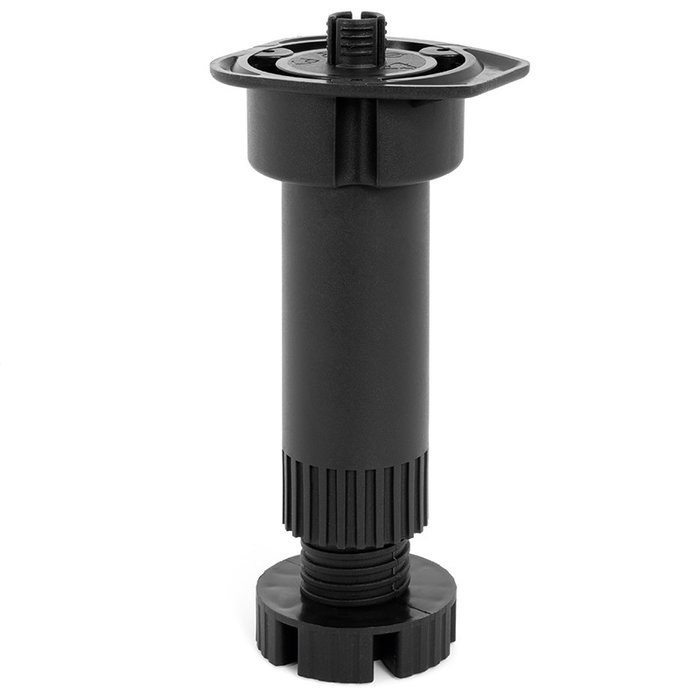 HERRAJES ALK Pata de cuisine Larry réglable - Pied ajustable pour meubles de cuisine avec ou sans téton - Hauteur 95-130 mm - Finition noir