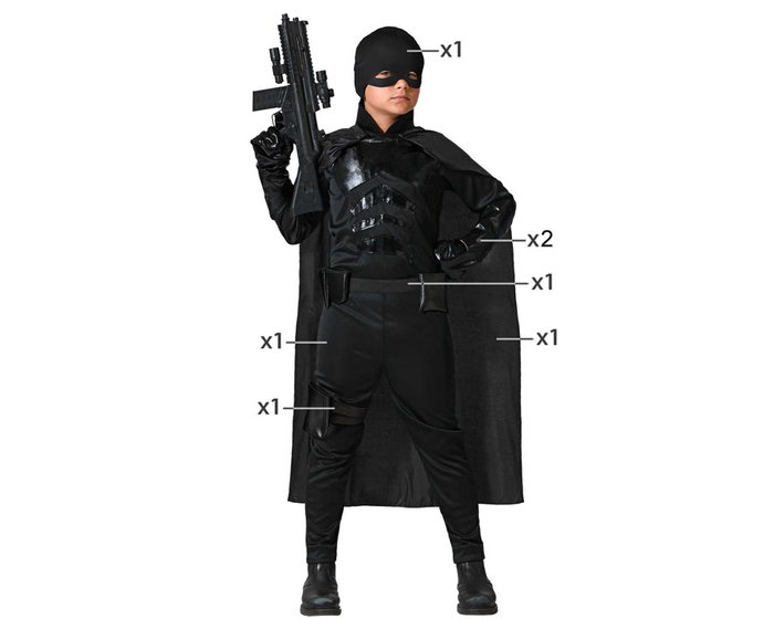 Déguisement Superhéros Noir Enfant 5-6 Ans - Kit Complet avec Cape, Cagoule et Ceinturon Déguisement Superhéros Noir Enfant 5-6 Ans - Kit Complet avec Cape, Cagoule et Ceinturon