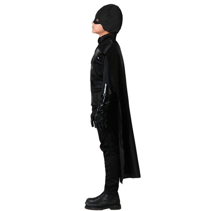 Déguisement Super Héros Noir Garçon 5-6 Ans - Contenu Complet: Combinaison, Cape, Masque, Gantelets, Ceinture et Holster