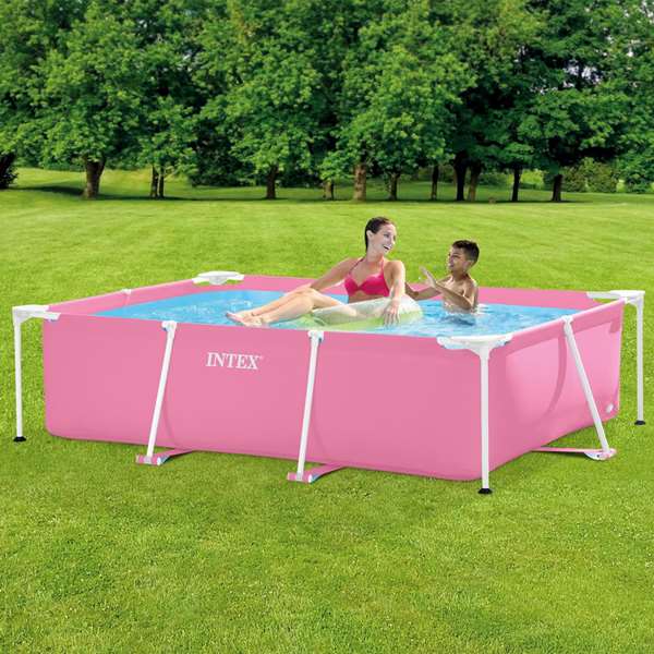Intex Piscine démontable rectangulaire Small Frame Familiale Rose - 220x150x60 cm (Capacité 1662 litres, PVC+PET+PP+ACIER)
