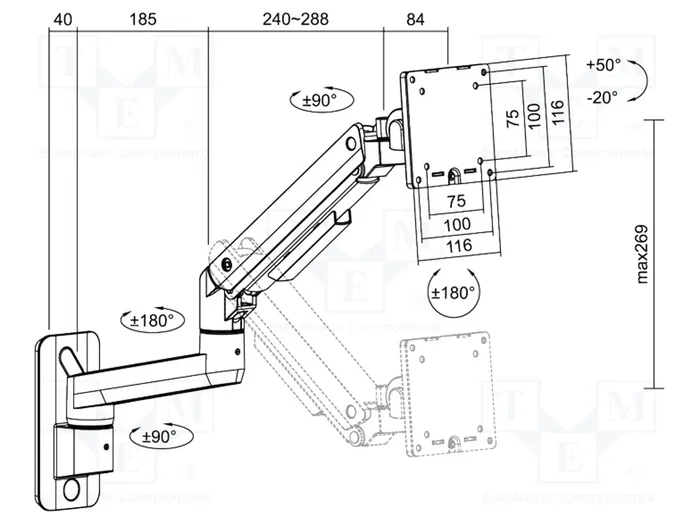 LOGILINK BP0169 Support d'attache pour moniteur 17-49 pouces LOGILINK BP0169 Support d'attache pour moniteur 17-49 pouces