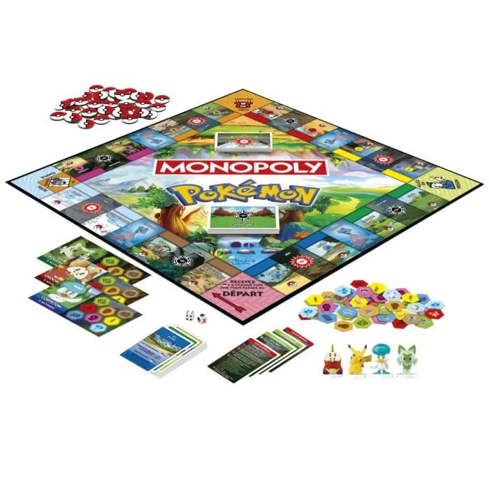 Monopoly Pokémon Edition - Jeu de société de plateau pour 2 à 4 joueurs - Pour enfants et fans dès 8 ans - Partie d'environ 45 minutes