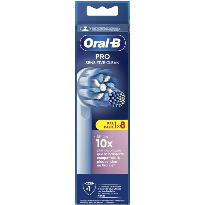 Oral-B Brossettes Sensitive Clean - Ultra fine - À filaments croisés - Pour soin des gencives - Compatible avec la plupart des manches (sauf Pulsonic/iO) - Lot de 8