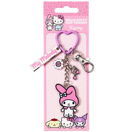 THE CARAT SHOP Porte-clés My Melody Hello Kitty avec clip et anneau en forme de cœur en alliage de zinc