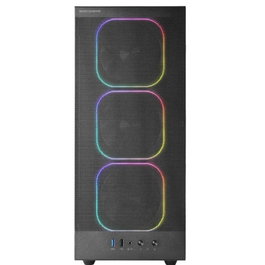 Mars Gaming MCNEBULA Boîtier Semitour ATX Noir, 4 Ventilateurs ARGB 120mm, Mesh, Cristal Trempé