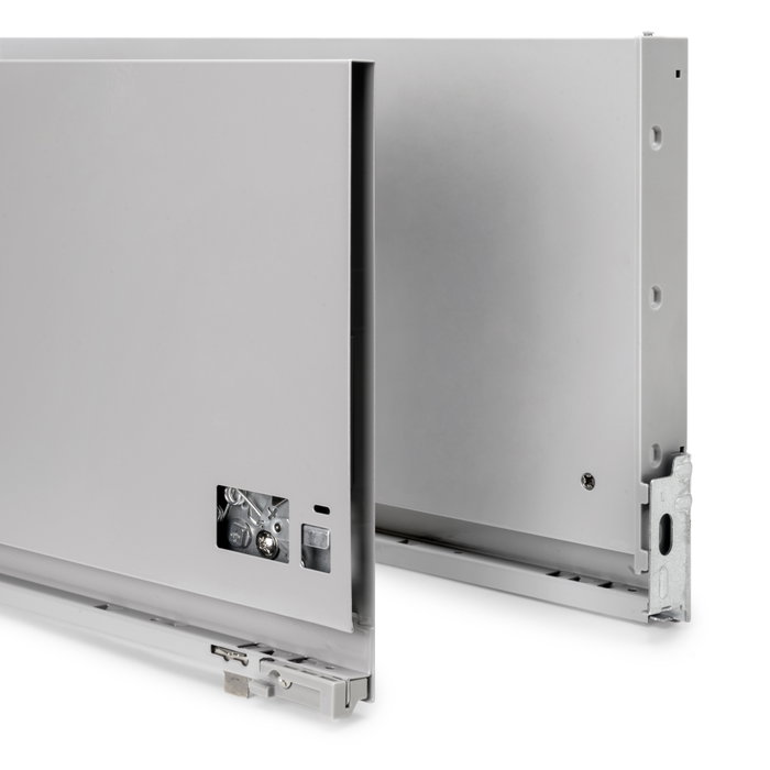 Emuca Tiroir extérieur Vertex avec réglages 3D hauteur 242mm, 60kg, profondeur 500mm, acier, Peint aluminium