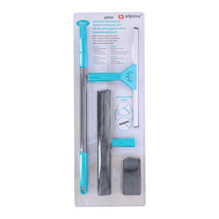 Alpina Set de nettoyage pour fenêtres bleu/noir/gris