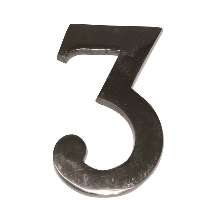 DUVER Numéros de porte de 1 à 9 - 10 cm - Choisir numéro et finition - Numéro trois fini nickel mat DUVER Numéros de porte de 1 à 9 - 10 cm - Choisir numéro et finition - Numéro trois fini nickel mat