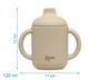 KioKids Tasse d'apprentissage en silicone 120 ml pour bébé +4 mois, bec verseur, poignées, micro-ondable, lave-vaisselle, incassable, sans BPA, couleur beige