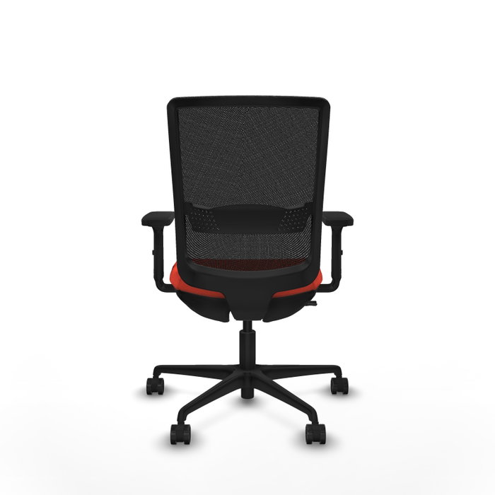Chaise Haches Synchrone/Traslack tissu Orange foncé Maille Noir Base en nylon noir Accoudoir 2D Sans appui-tête Roulettes 65mm nylon