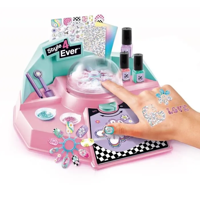 Canal Toys Glittzy Bar à Ongles et Tatouages Style 4 Ever - OFG 345 - Salon de manucure enfant avec paillettes, vernis et tatouages, 8 ans et plus