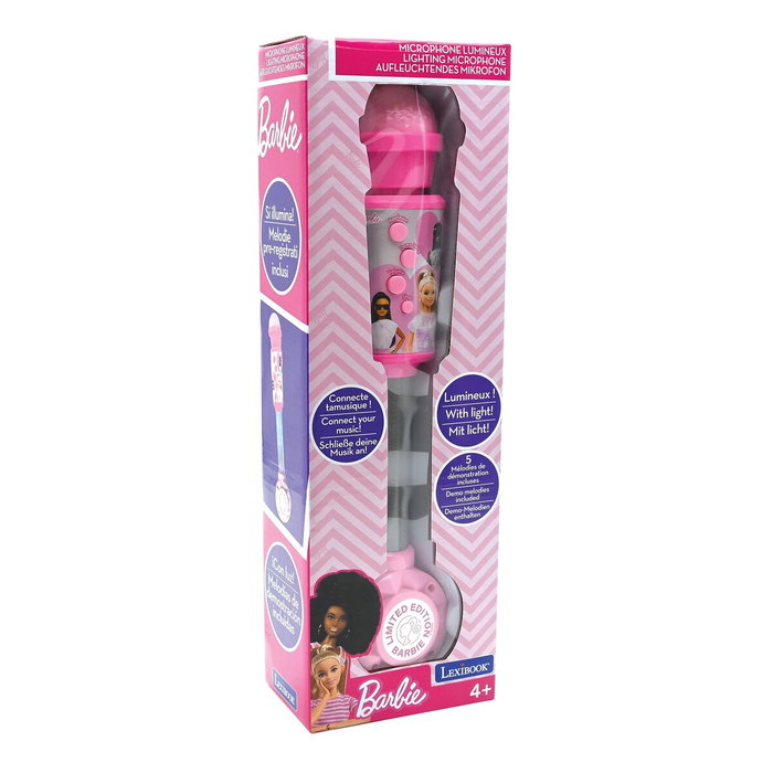 Lexibook Microphone Barbie avec tube lumineux et enceinte rose Lexibook Microphone Barbie avec tube lumineux et enceinte rose