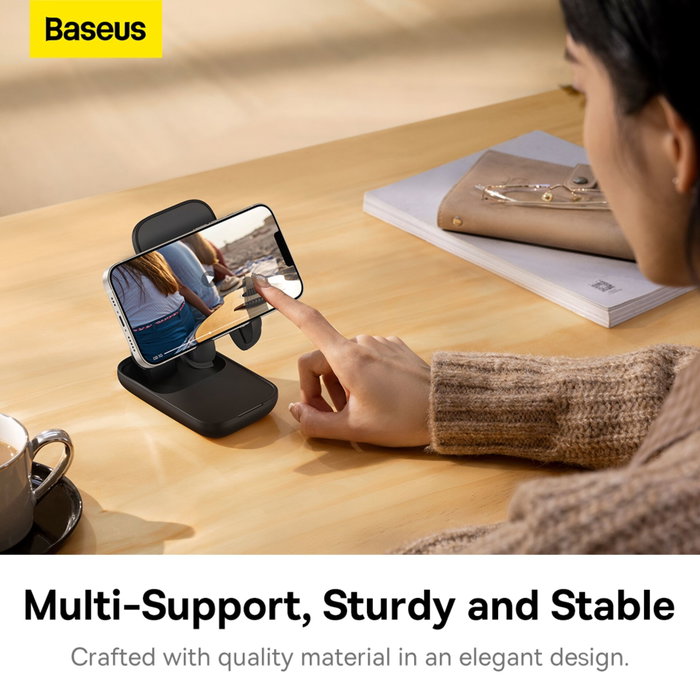 Baseus Seashell Support de téléphone pliable, Noir Baseus Seashell Support de téléphone pliable, Noir