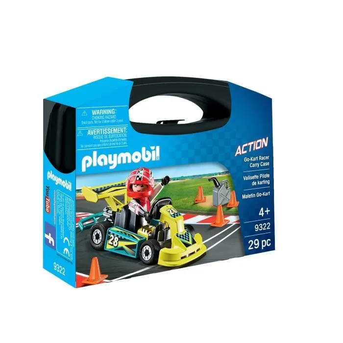 Playmobil 9322 - Valisette Pilote de Karting, City Life Stuntshow, Figurine et Véhicule, 29 Pièces, Jouet Enfant Dès 4 Ans