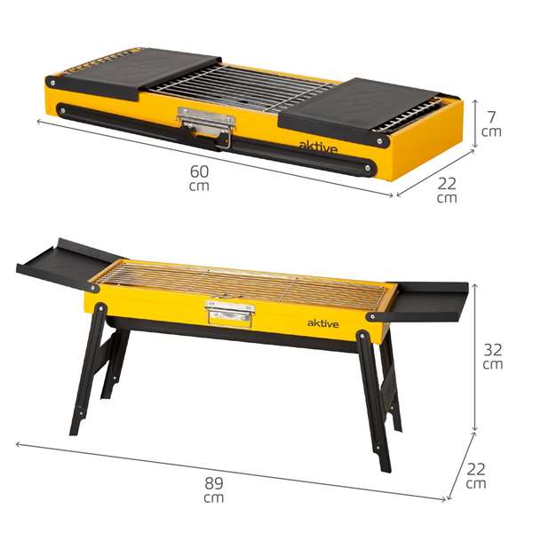 Color Baby - Barbecue Charbon de Bois Pliable, Dimensions 89 x 22 x 32 cm