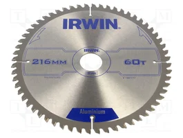 IRWIN Lame de scie circulaire 216 mm, 60 dents, pour aluminium