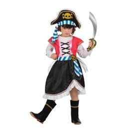 My Other Me Déguisement Pirate Complet avec Chapeau, Robe Corset, Gilet, Ceinture et Guêtres - Taille 3-4 Ans