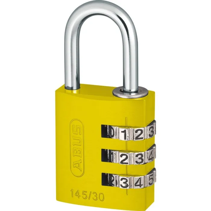 Abus Cadenas à combinaison 145/30, 3 chiffres, Aluminium jaune