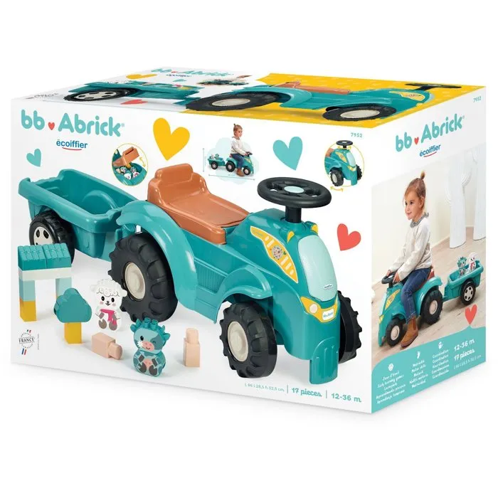 Ecoiffier - Tracteur avec remorque et 15 accessoires - Siège inclinable - Jouet pour enfants de 12 à 36 mois Ecoiffier - Tracteur avec remorque et 15 accessoires - Siège inclinable - Jouet pour enfants de 12 à 36 mois