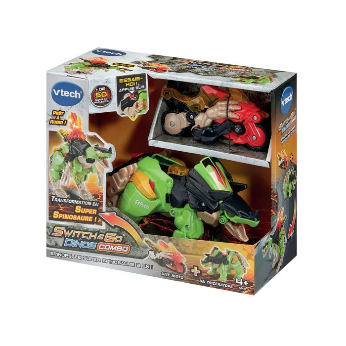 VTech Switch & Go Dinos Combo Spinops - Super Spinosaure 2 en 1 Transformable et Lumineux - Jouet pour Enfants 4 ans et plus - Français