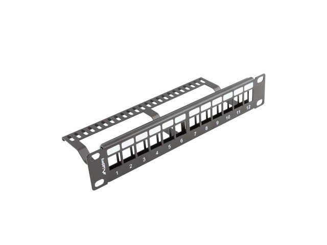 Lanberg Patch Panel 12 Ports Vide pour Rack 10" 1U Noir, Keystone Vide