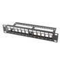 Lanberg Patch Panel 12 Ports Vide pour Rack 10" 1U Noir, Keystone Vide