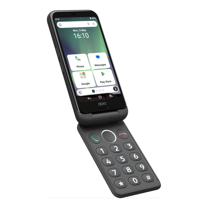 Doro Aurora A20 4G 64 Go Téléphone Portable Type Concha Android 14 Écran Tactile 4,5 Pouces Graphite