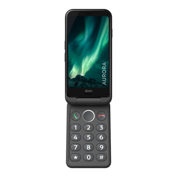 Doro Aurora A20 4G 64 Go Téléphone Portable Type Concha Android 14 Écran Tactile 4,5 Pouces Graphite