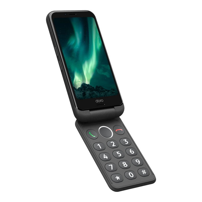 Doro Aurora A20 4G 64 Go Téléphone Portable Type Concha Android 14 Écran Tactile 4,5 Pouces Graphite