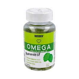 Weider Gummy Omega – Complément alimentaire oméga 3 et 6, 50 gummies vegan, goût lime