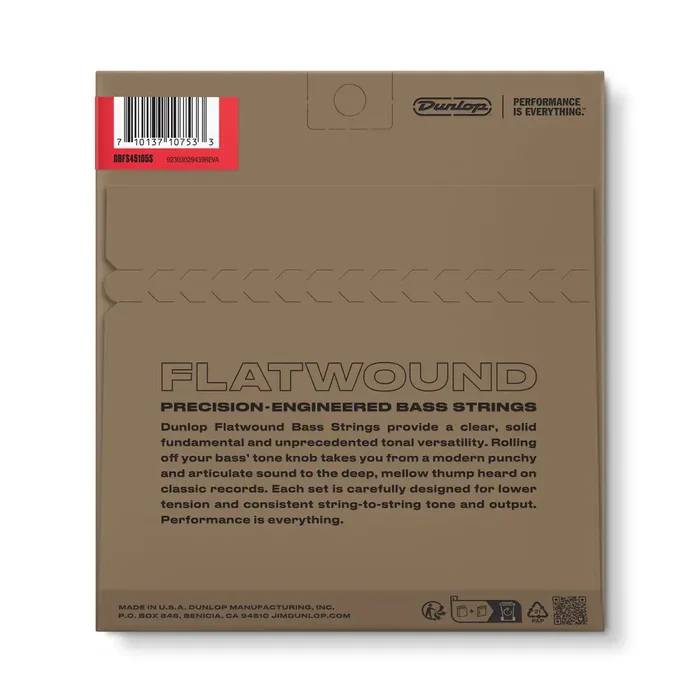 DUNLOPST Juego Bajo Entorchado Plano (Échelle Courte) 45-105 Cordes pour Basse