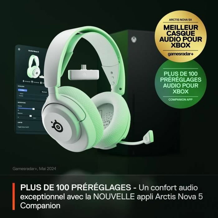 SteelSeries Arctis Nova 5X Blanc, Casque Gaming Sans fil