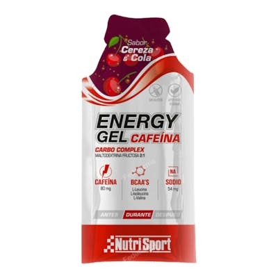 Nutrisport Energy Gel 24 unités, parfum Cerise-Cola, avec caféine et vitamines, gel énergétique pour sportifs, sans gluten, complément alimentaire Nutrisport Energy Gel 24 unités, parfum Cerise-Cola, avec caféine et vitamines, gel énergétique pour sportifs, sans gluten, complément alimentaire