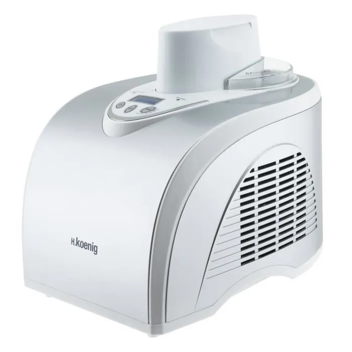 H.Koenig HF180 - Turbine à Glace - Capacité 1 L - Préparation Rapide (30-40 min) - 135 W - Affichage Numérique - Récipient Aluminium Amovible