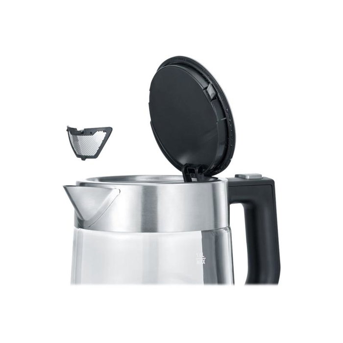Severin WK 3468 Bouilloire électrique 1 litre avec corps en acier inoxydable et carafe en verre