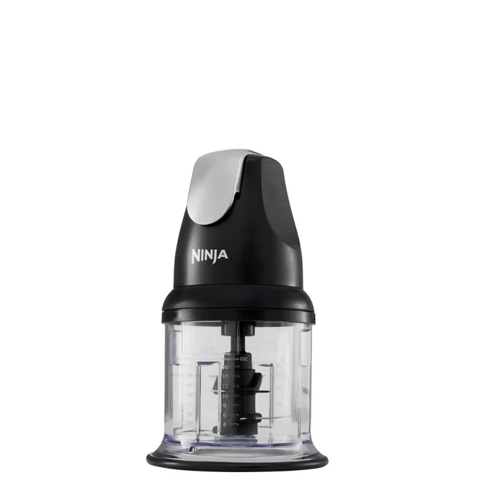 Ninja NJ1002EUBK Hachoir électrique Express Chop - Mini hachoir et mixeur compact 200W avec 2 bols de 500ml - Empilable