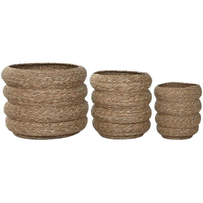 Home ESPRIT Cache-pot Esprit Marron Fibre Urbaine (Lot de 3 pièces)