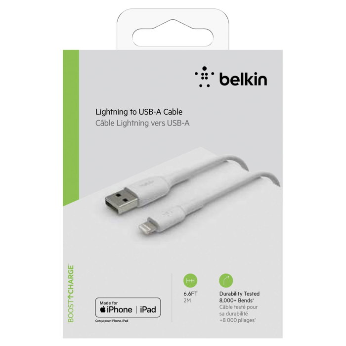 Belkin Câble Boost Charge Lightning vers USB-A 2m Blanc Belkin Câble Boost Charge Lightning vers USB-A 2m Blanc