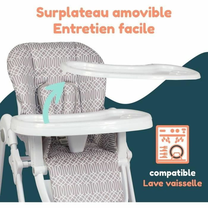 Bambisol Chaise haute multipositions inclinable Beige / Blanc Bambisol Chaise haute multipositions inclinable Beige / Blanc