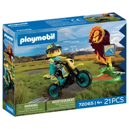 Playmobil 72065 - Figurine Pilote de Motocross avec Accessoires - Set de Jeu pour Enfants - Favorise Créativité et Coordination