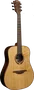 LAG Guitare Acoustique Dreadnought Tramontane 118, Table Cèdre Rouge Massif, Fond Khaya, Naturel, Cordes Métal, Finition Brillante