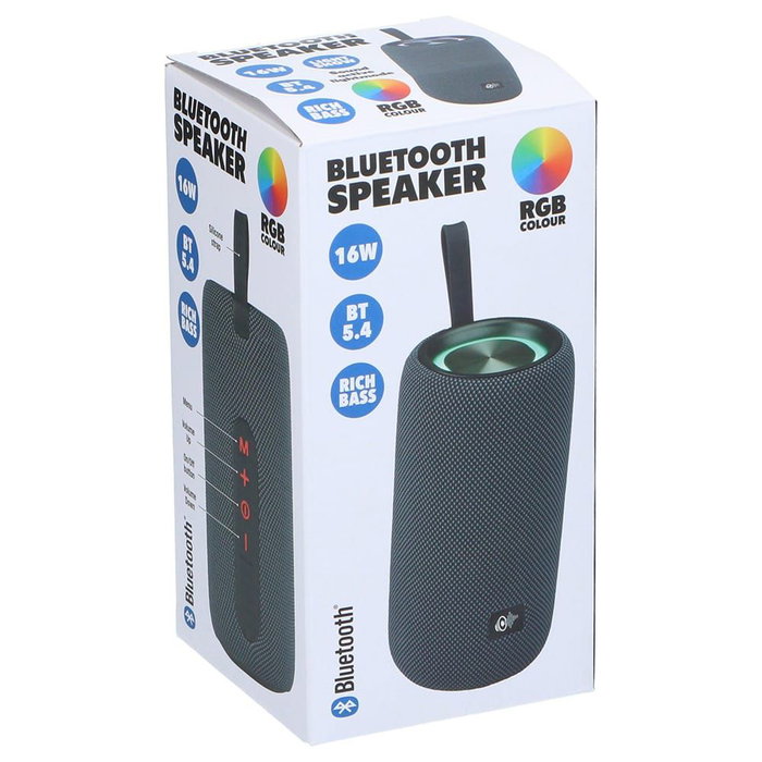 Basics Enceinte Bluetooth RGB 16 W avec anse de transport silicone, diamètre 8 x 16,8 cm Basics Enceinte Bluetooth RGB 16 W avec anse de transport silicone, diamètre 8 x 16,8 cm