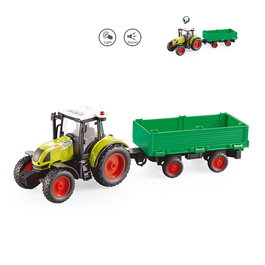 TACHAN Tractor avec remolque 1:16 à friction avec lumières et sons - Jouet pour enfants +3 ans (langues: anglais, français, allemand, italien, portugais, espagnol)